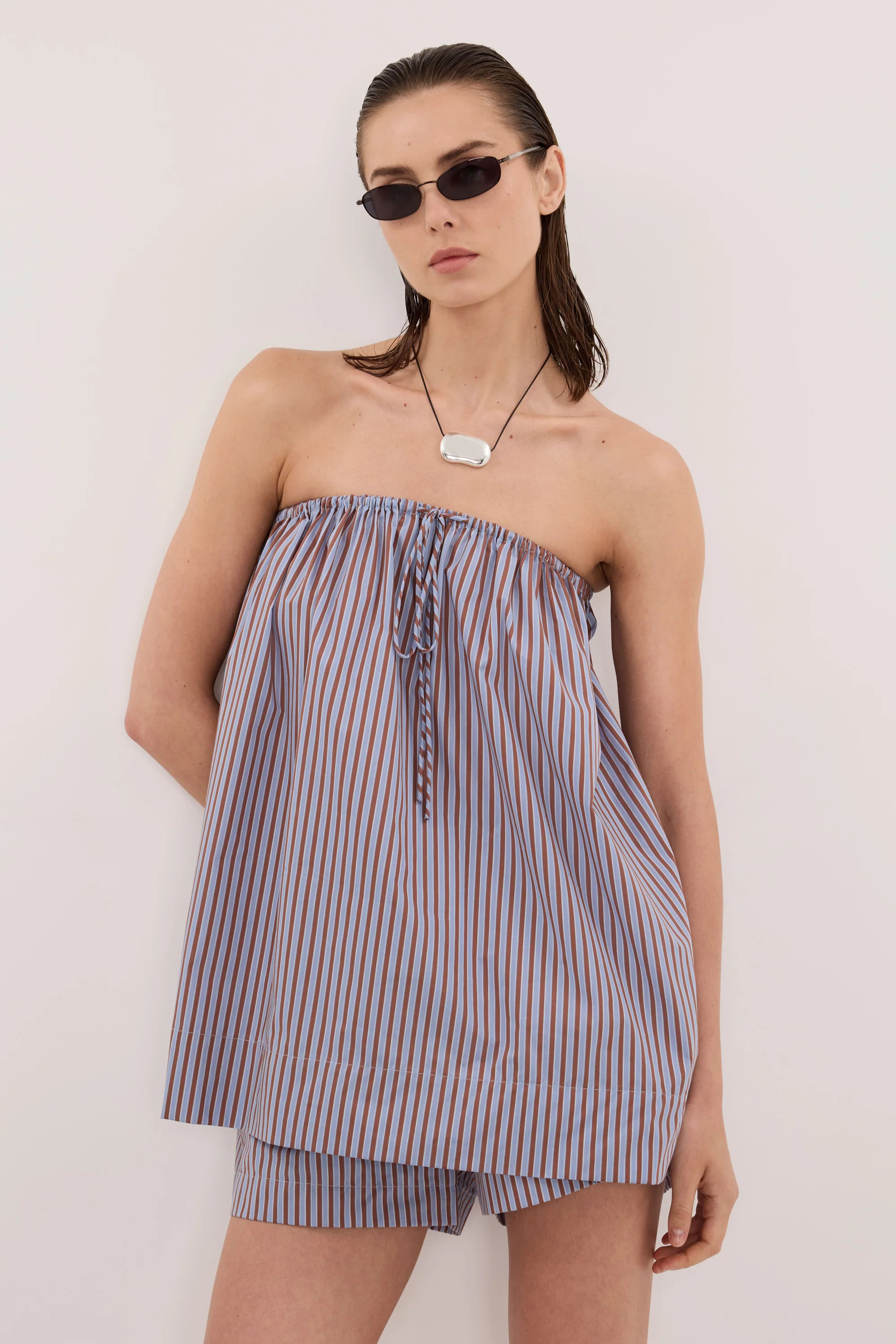 HARRI STRIPE STRAPLESS TOP | DISSH