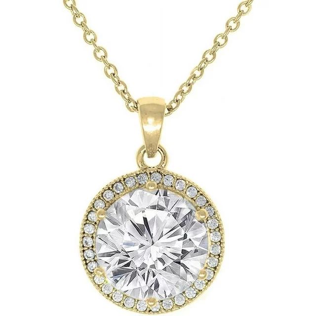 Cate & Chloe Sophia 18k Yellow Gold Plated Halo Necklace for Women | CZ Crystal Necklace, Jewelry... | Walmart (US)