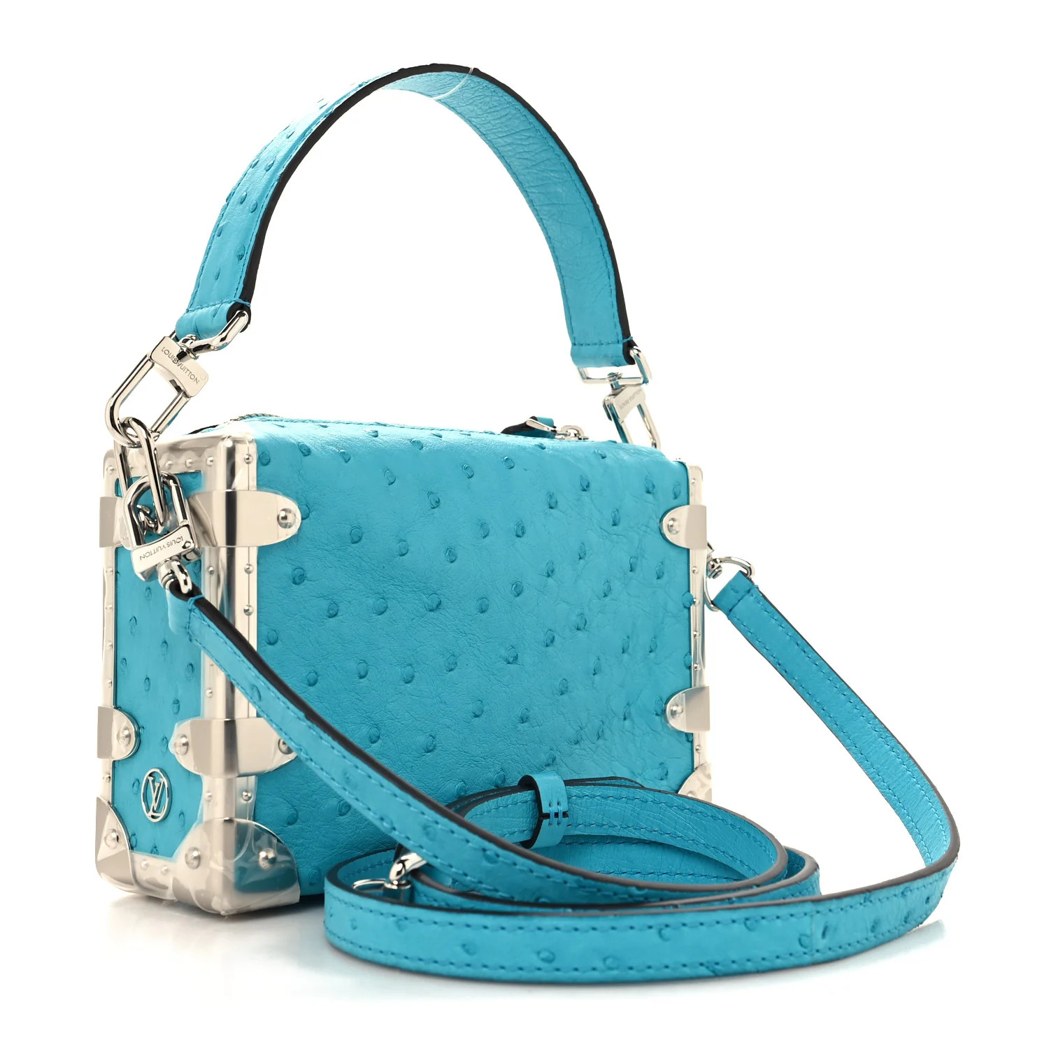 Ostrich Side Trunk PM Candy Blue | FASHIONPHILE (US)