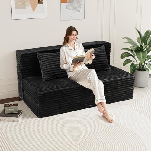 GEMBED Folding Sofa Bed Queen - 4 in 1 Convertible Foldable Sleeper Chair with Pillow, Fold Out Couch, High-Density Foam Floor Mattress, Space-Saving Futon for Living Dorm Guest Room and Office, Black | Amazon (US)
