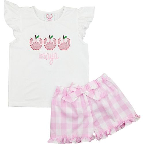 Pink Buffalo Check Apple Short Set - Shipping Late July | Cecil and Lou
