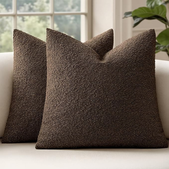 MIULEE 20x20 Inch Decorative Pillow Covers for Couch Bed Set of 2 Textured Boucle Neutral Throw P... | Amazon (US)