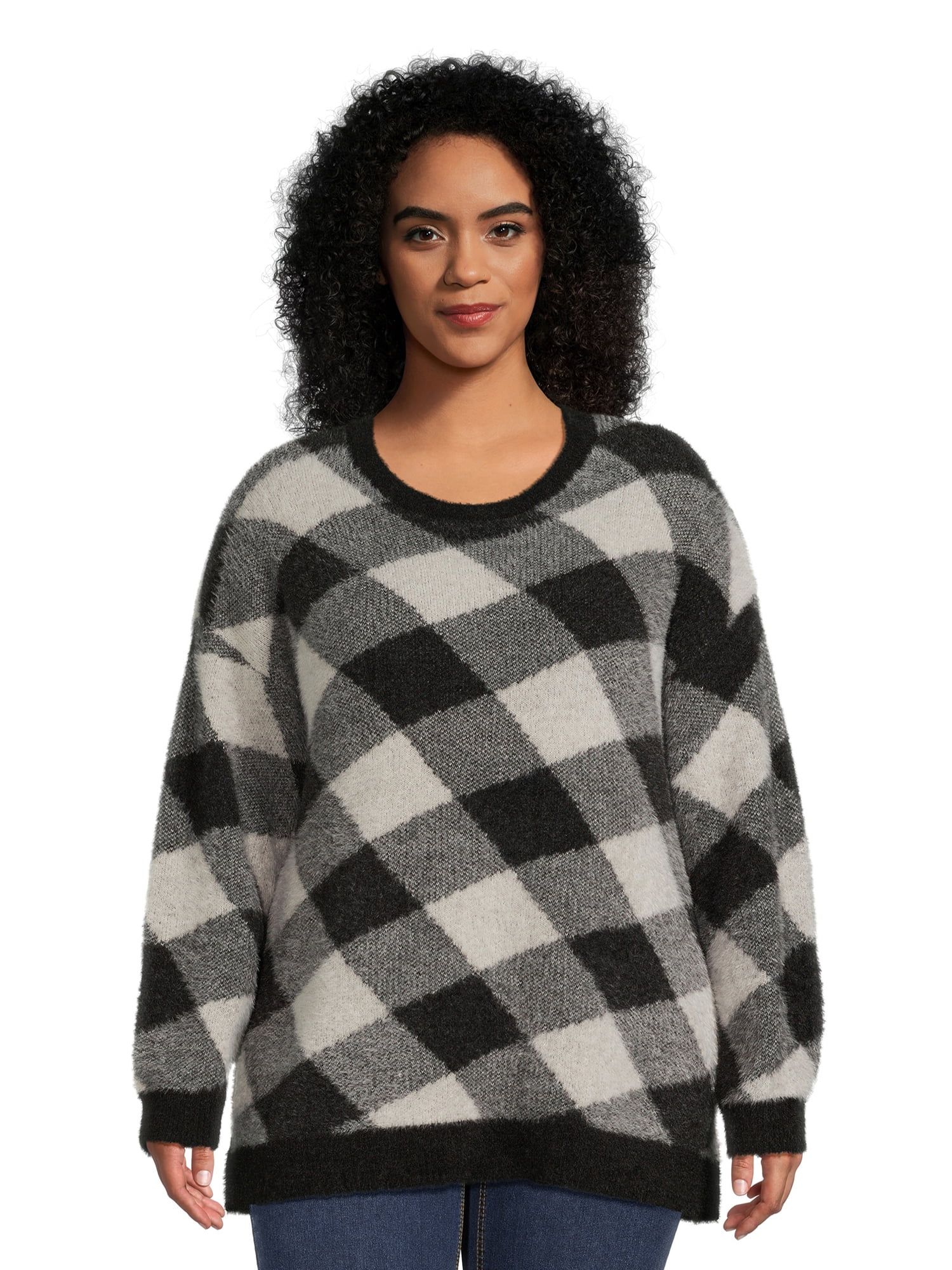 Terra & Sky Women's Plus Size Eyelash Knit Pullover Sweater, Midweight - Walmart.com | Walmart (US)