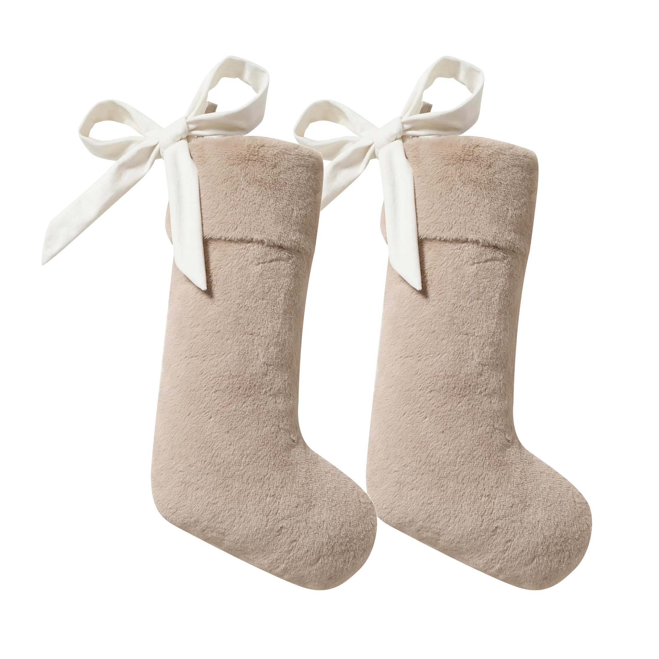My Texas House Grace Taupe Faux Fur Christmas Stockings, 20" x 10" (2 Count) | Walmart (US)