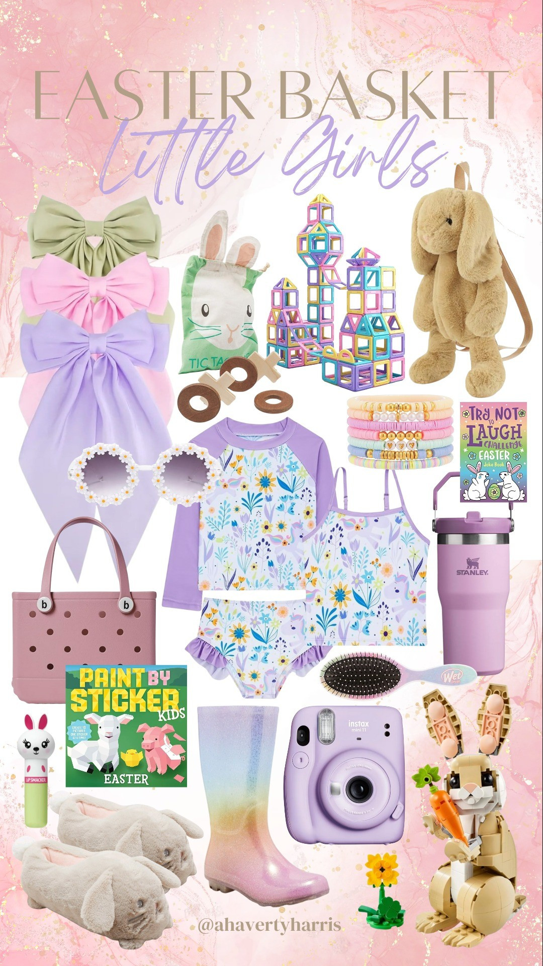 Little Girls Easter Basket gift guide - I love putting together no junk Easter baskets for my little girls with things they will use more than just one day like a girls swimsuit, spring bow,  bunny backpack, girls slippers, Easter lego, Easter Books, Easter games, rain boots, girls boots, girls beach bag

#LTKFamily #LTKKids #LTKSpringSale