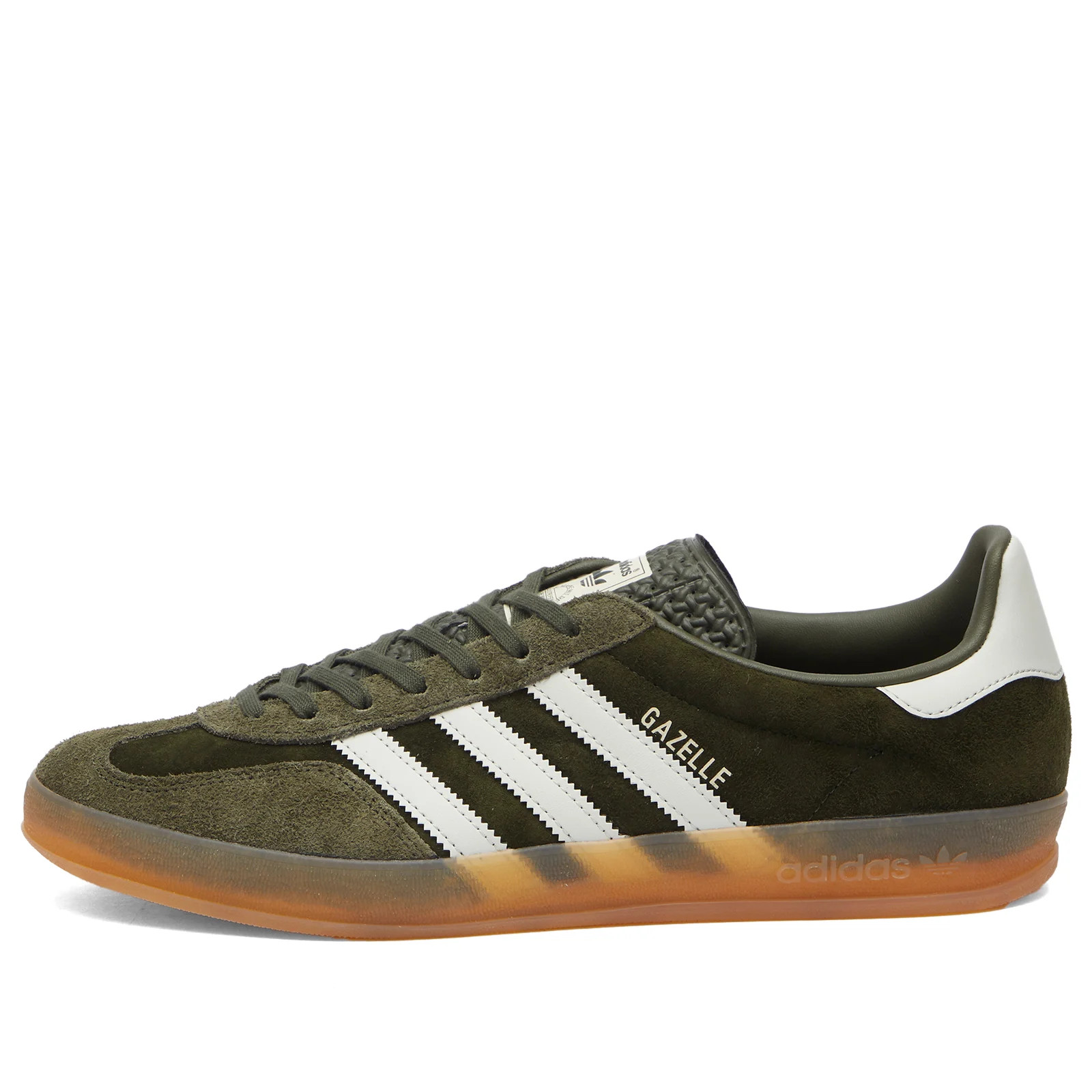 Adidas Gazelle Indoor in Night Cargo/Alumina/Gum, Size UK 7.5 | END. Clothing