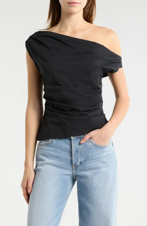 STAUD Phare One-Shoulder Top in Black at Nordstrom, Size 00 | Nordstrom