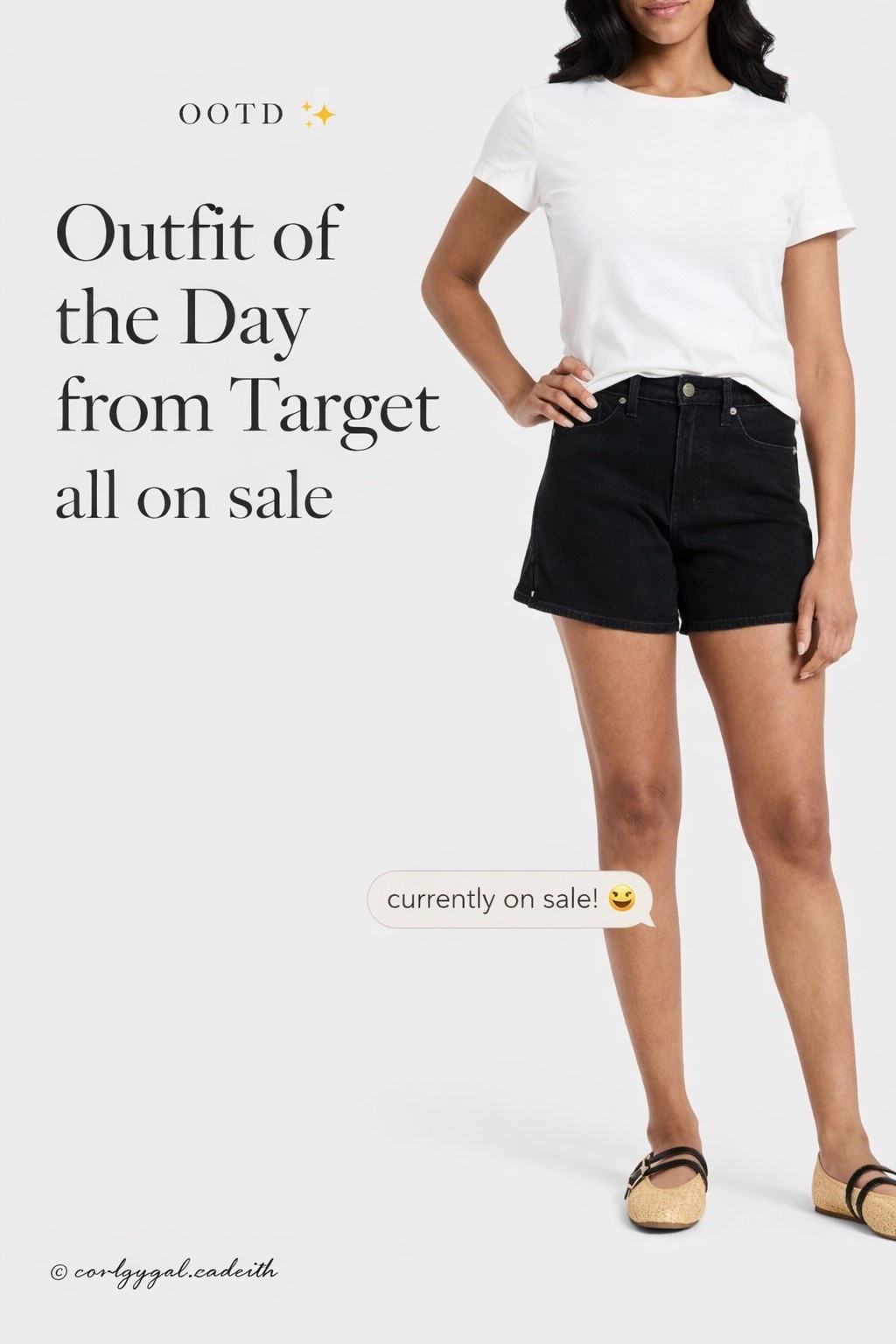 @Target OOTD all on sale 
Cute shorts
Basic tee 
Super cute flats 🥿 

#LTKSaleAlert #LTKootd