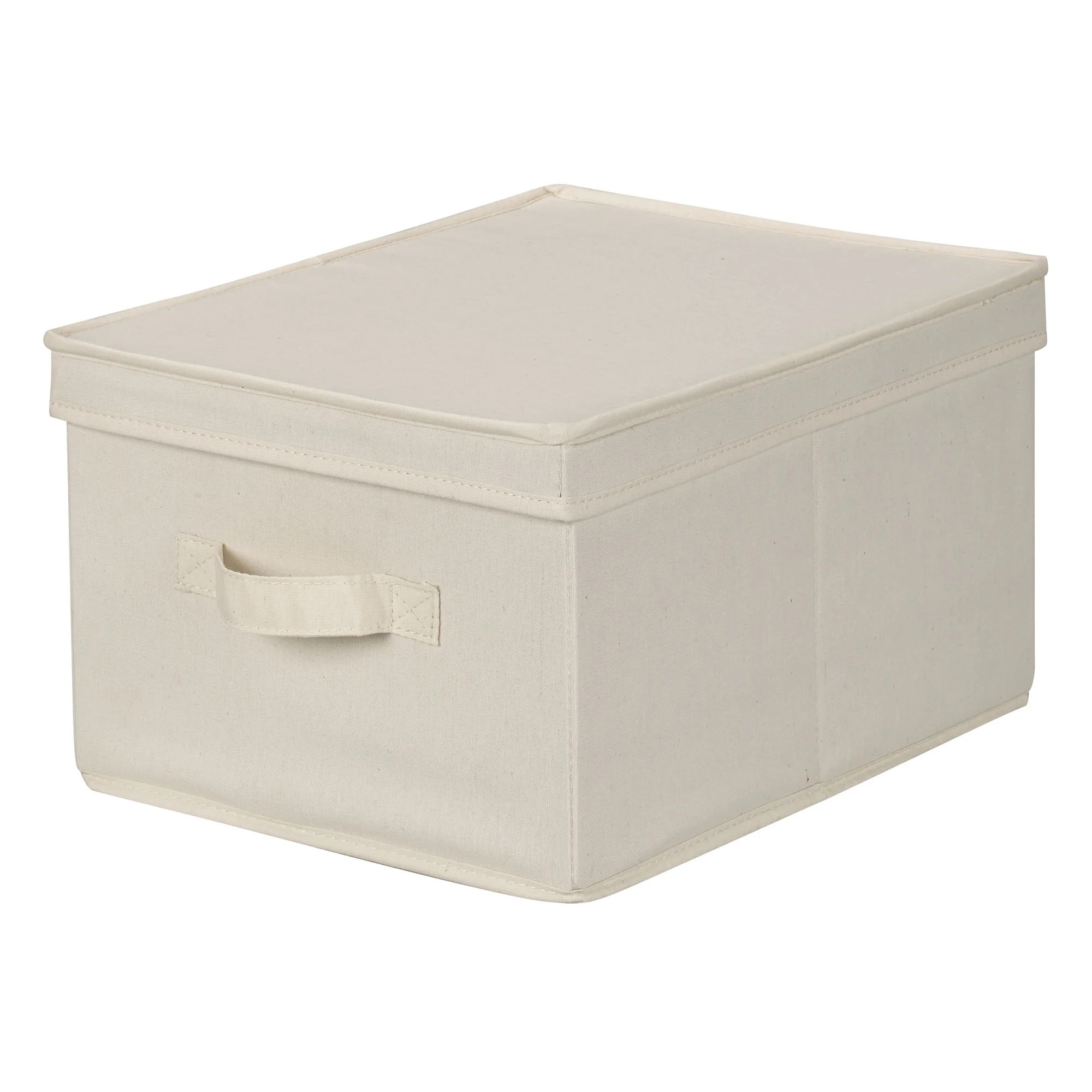 Household Essentials Large Storage Box with Lid, Soft Poly-Cotton Canvas with Reinforced Frame, G... | Walmart (US)