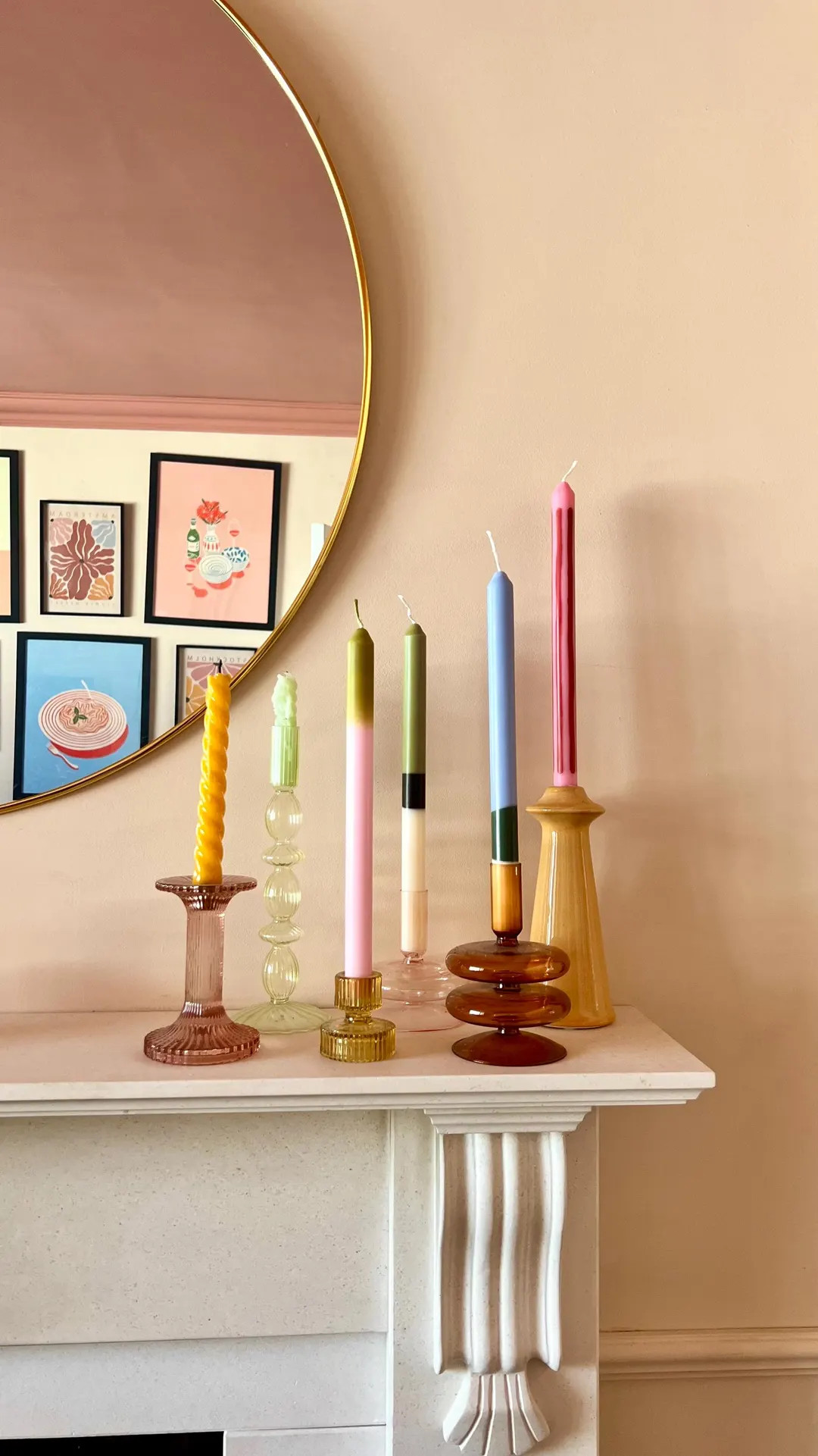 Glass Candlestick Holders - Unique Coloured Fine Glass Design - Etsy UK | Etsy (US)