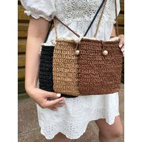 Small Straw Bag, Crochet Raffia Handbag, Schoulder Little Phone Crossbody Phone Cell Pouch | Etsy (US)