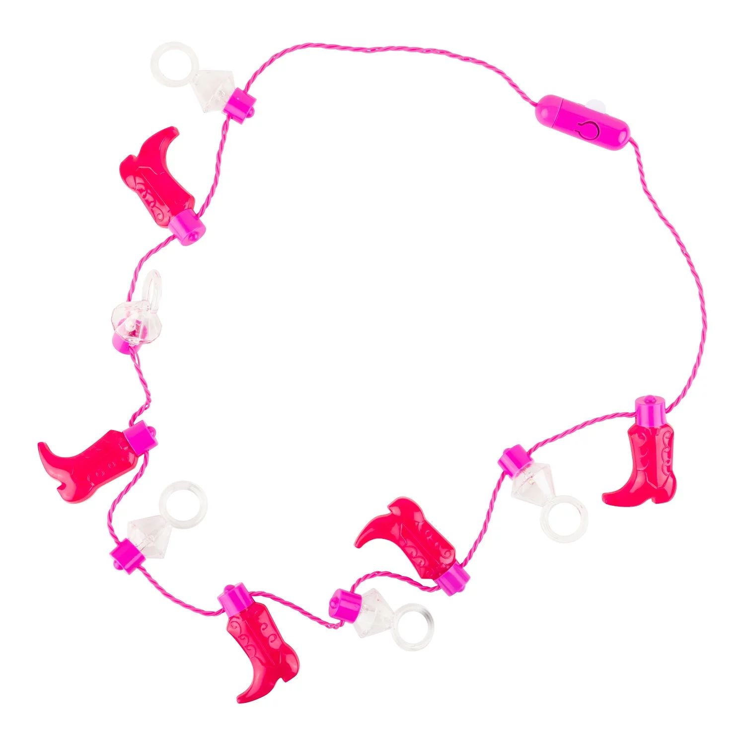 Simply Sweet Diamond and Boots Plastic Light Up Necklace, Pink and Clear | Walmart (US)
