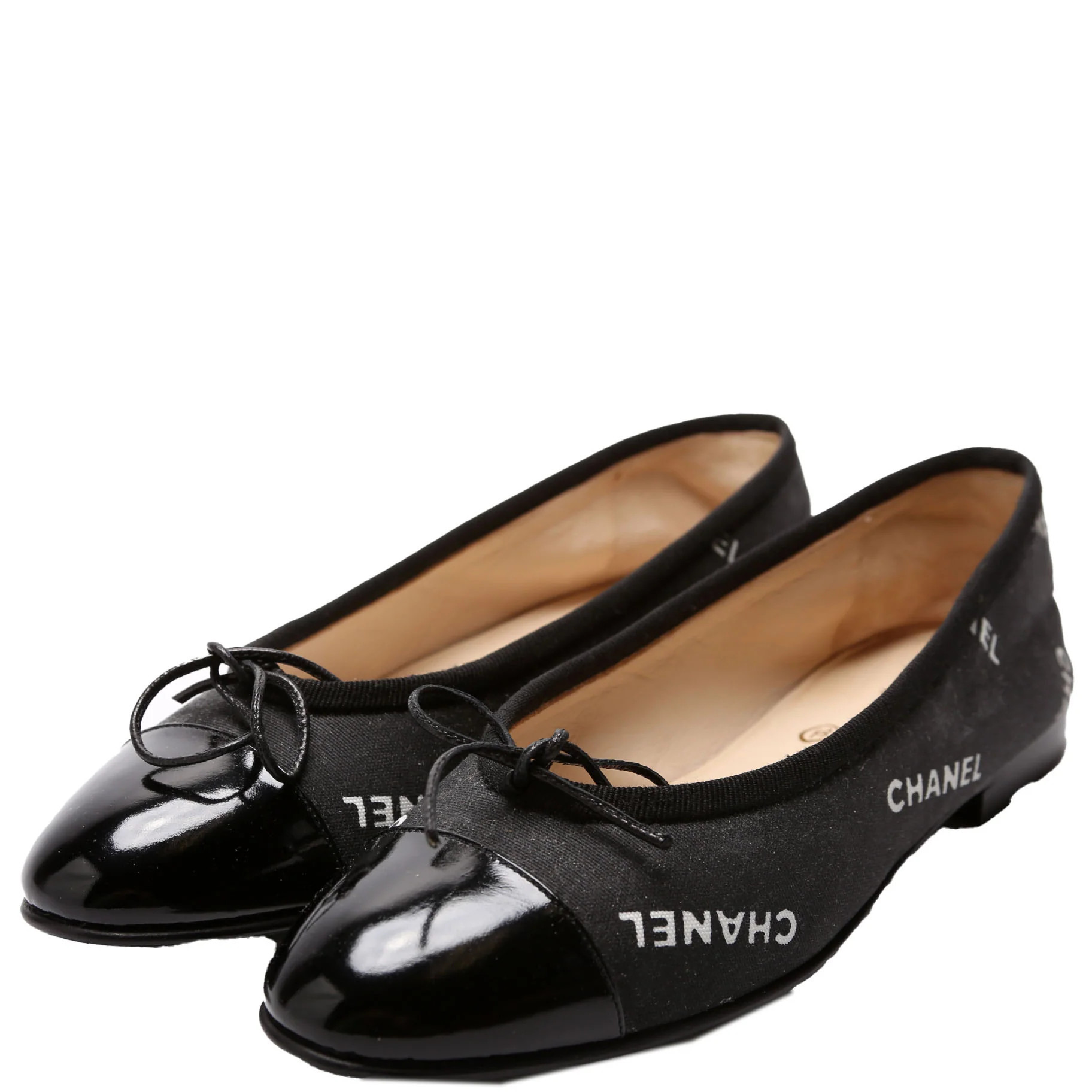 Vintage Logo Cap Toe Ballet Flats Size 7 Black | Keeks Designer Handbags