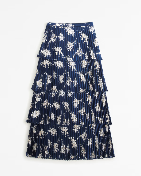 Women's Satin Pleated Tiered Maxi Skirt | Women's Bottoms | Abercrombie.com | Abercrombie & Fitch (US)