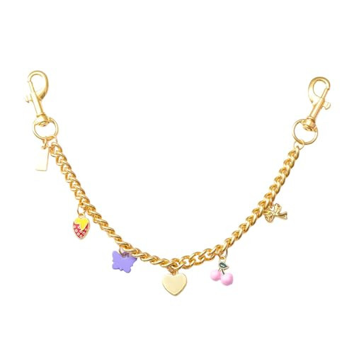 SORGERLY Bag Purse Charm Chain for Handbags - Cherry Strawberry Heart Bow Butterful Charms Gold Key Extender Chain Accessories - Cute Keychain Gifts for Women | Amazon (US)