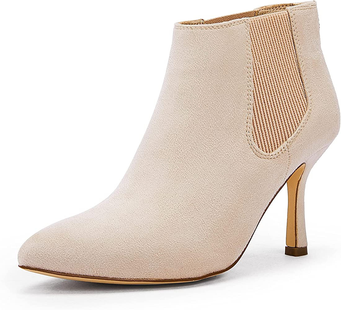 Womens Stiletto Ankle Boots Chelsea Elastic Knit High Heel Slip On Pointed Toe Dress Party Bootie... | Amazon (US)