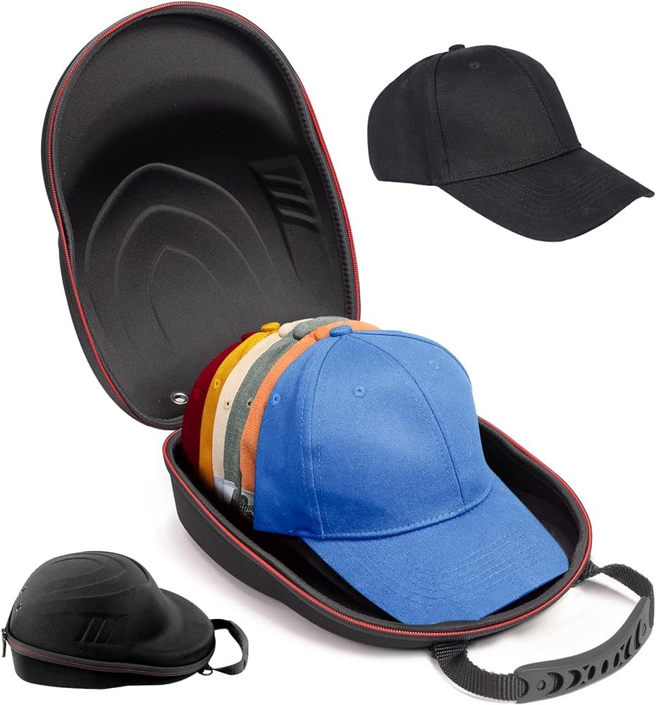 Glamgen Hard Hat Case for Baseball Caps,Hat Carrier Travel Case with One Black Baseball Cap and A... | Amazon (US)