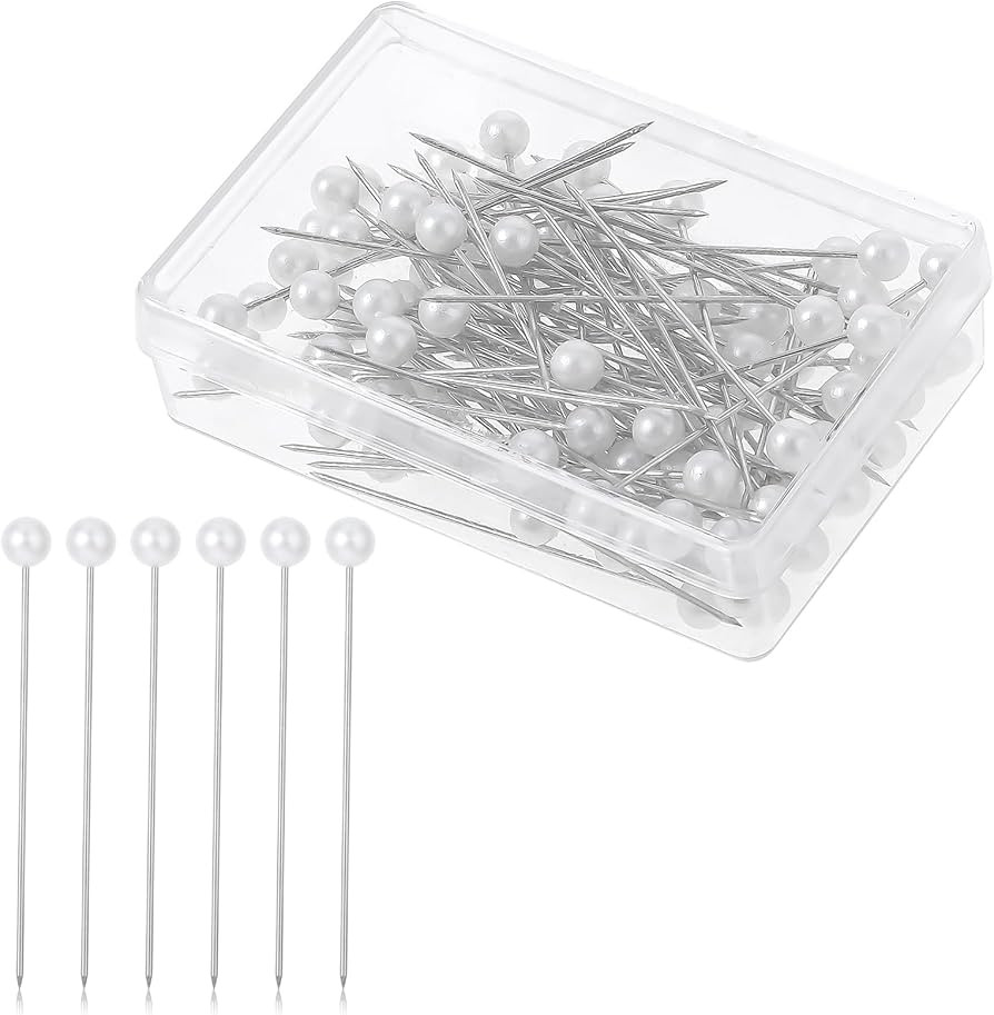 100 Pcs Pearl Pins for Bouquets Sewing Pins for Fabric White Straight Head Pins Map Pins Fixed Se... | Amazon (US)