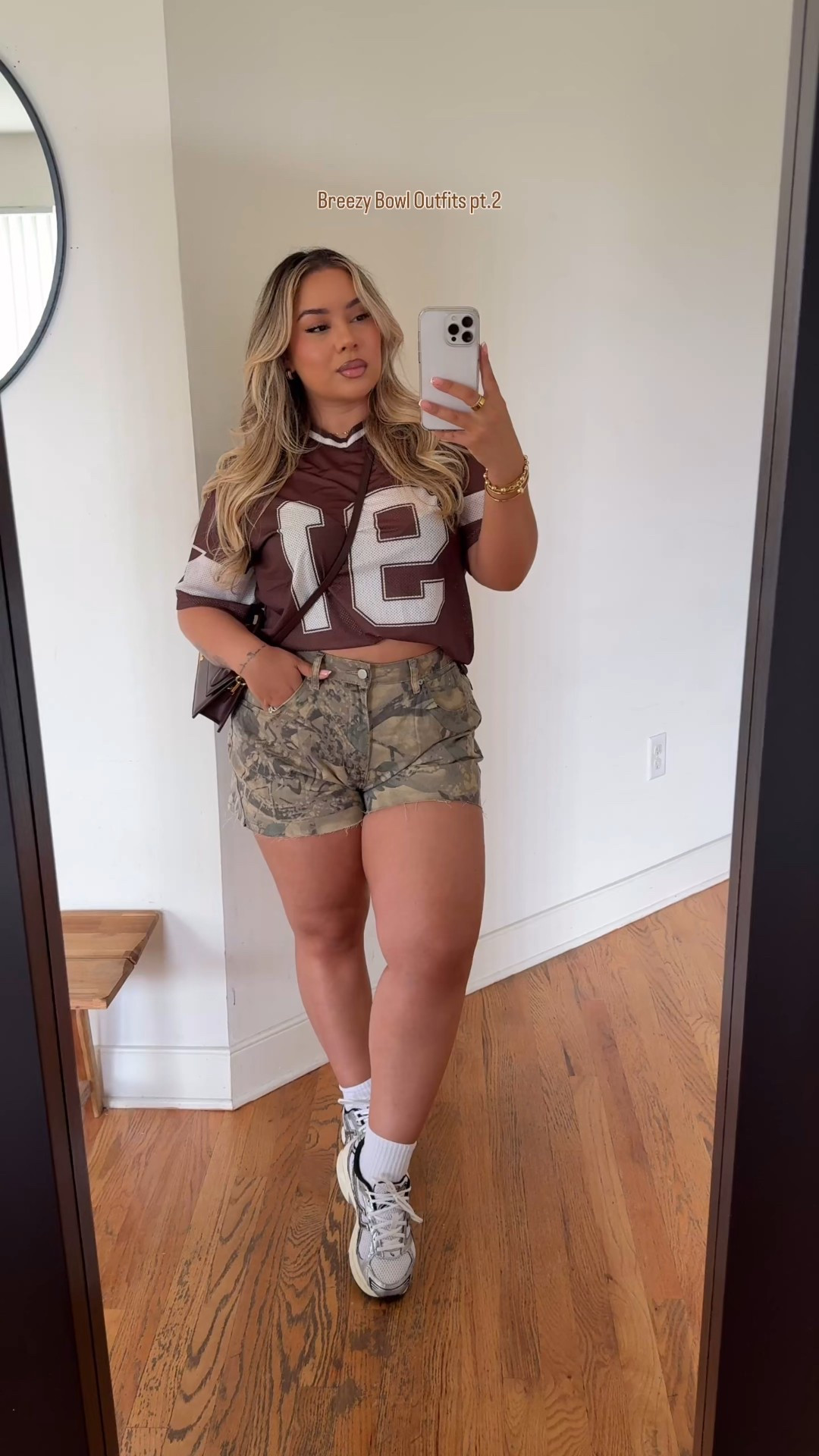 Breezy Bowl Outfits pt. 2🤎 

Jersey:  M 
Army shorts: Custom jorts that I cut - I’ll link similar options 
Jeans: Fashion Nova “Shock and Awe Vintage Jeans”  - size 13 (has stretch) 
Red Jersey: M 
Levi’s: 32 (Baggy fit) 
White Nike Crop: M 
Nike Armo Cargos: S (runs big) 
Black Breezy Crop: M 

#LTKMidsize #LTKSeasonal #LTKStyleTip