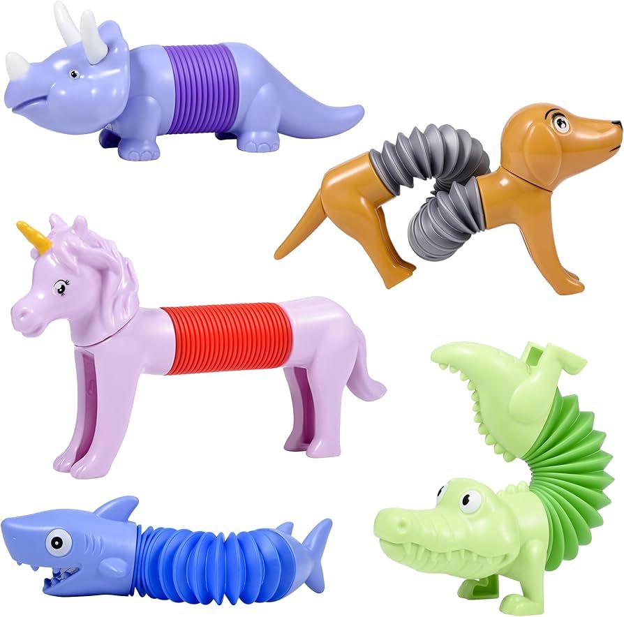 Boxgear 5-Pack Pop Tubes Mixed Animal Fidget Toys – Sensory Tubes for Toddlers – Cute Animal ... | Amazon (US)