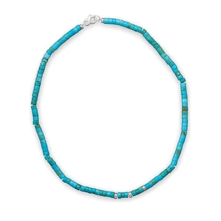 Teens Mens Reconstituted Turquoise Necklace Heshi Bead Sterling Silver 21-inch Length | Walmart (US)