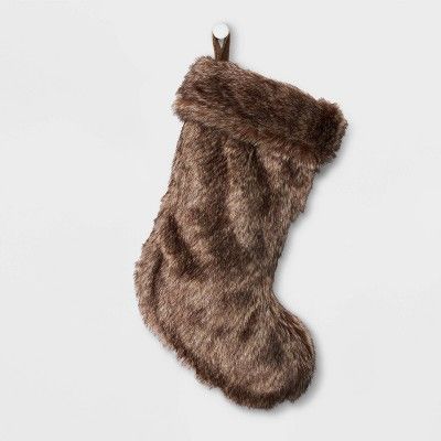 Faux Fur Christmas Stocking Brown - Wondershop™ | Target
