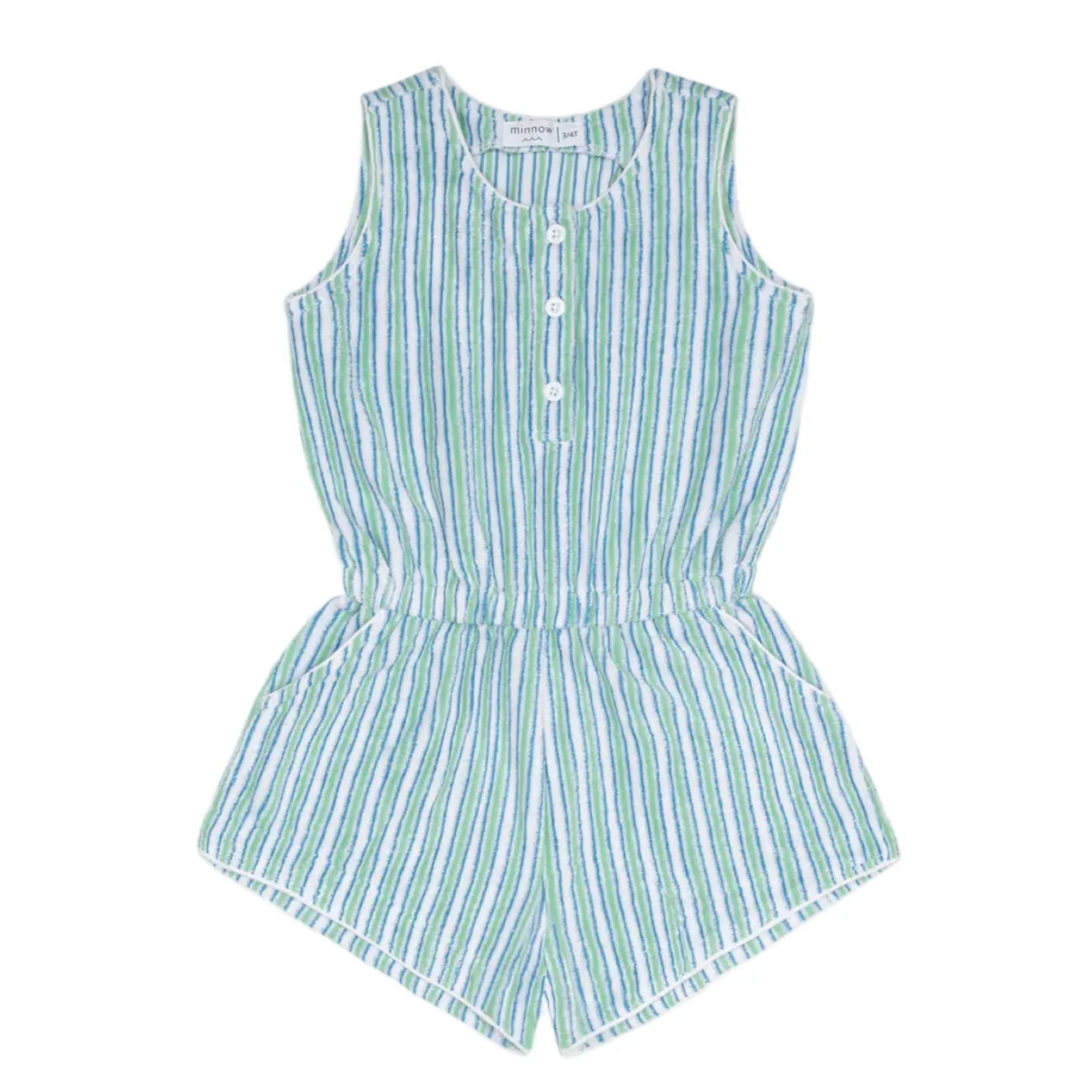 girls tamarin stripe french terry romper | Minnow