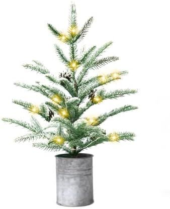 Small Christmas Tree 24 inch Prelit with 60 LEDs Mini Christmas Tree Rustic Style Tabletop Tree 2... | Amazon (CA)