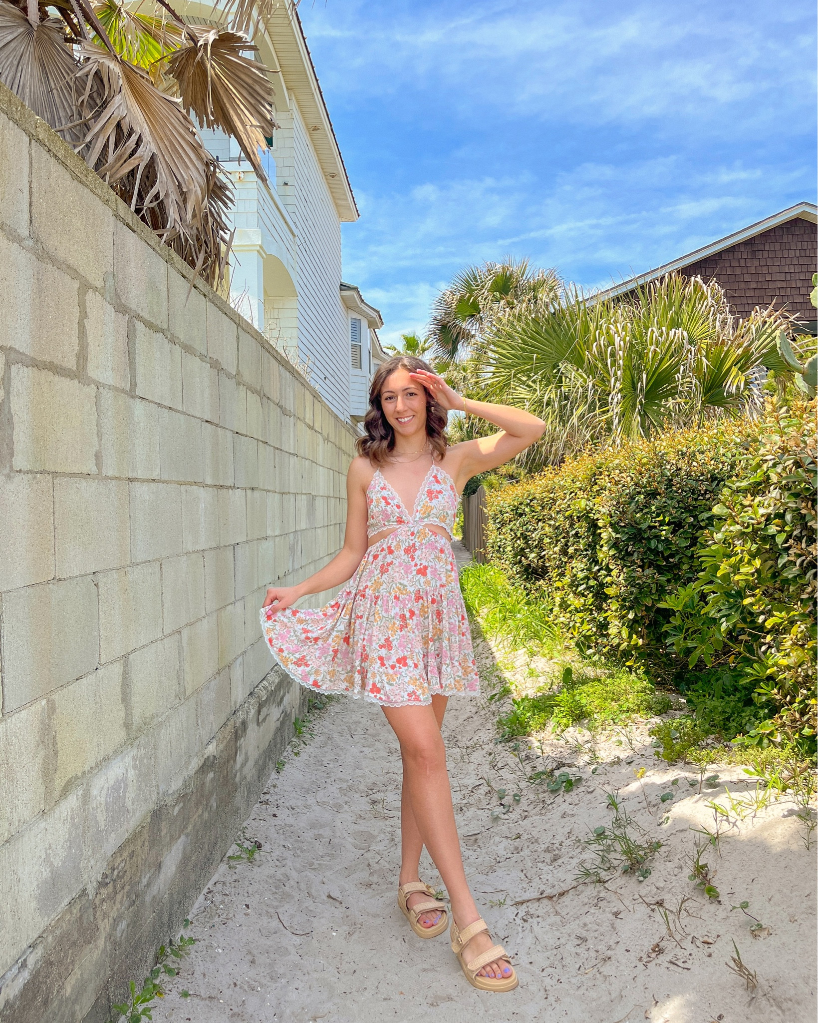 floral spring dress & sandals

#LTKstyletip
