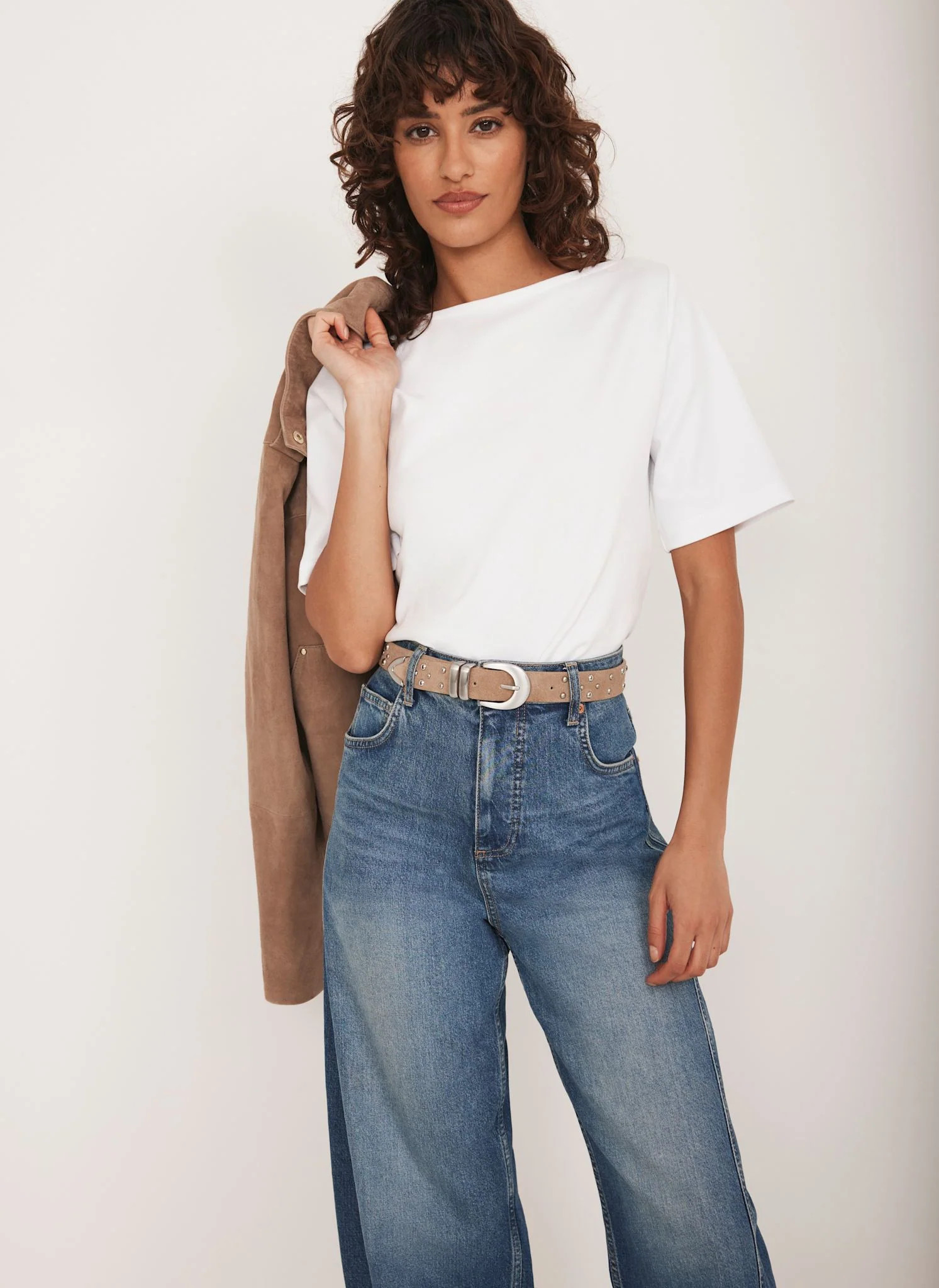 White Slash Neck T Shirt | Mint Velvet