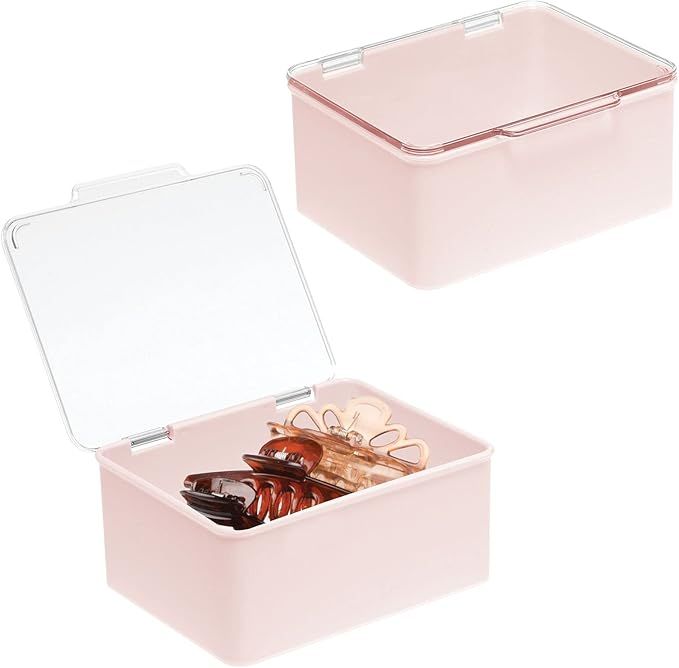 mDesign Plastic Stackable Bathroom Vanity Countertop Storage Cosmetic Organizer Box with Hinged L... | Amazon (US)