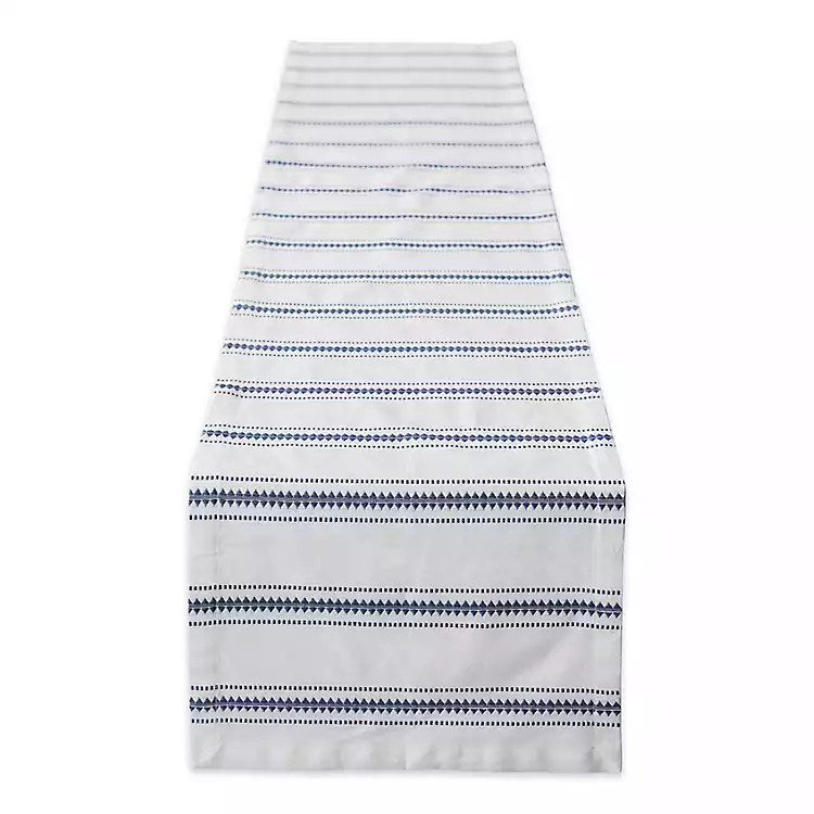French Blue Zig Zag Stripe Table Runner, 72 in. | Kirkland's Home