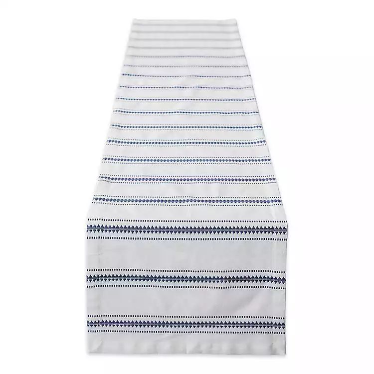 French Blue Zig Zag Stripe Table Runner, 72 in. | Kirkland's Home