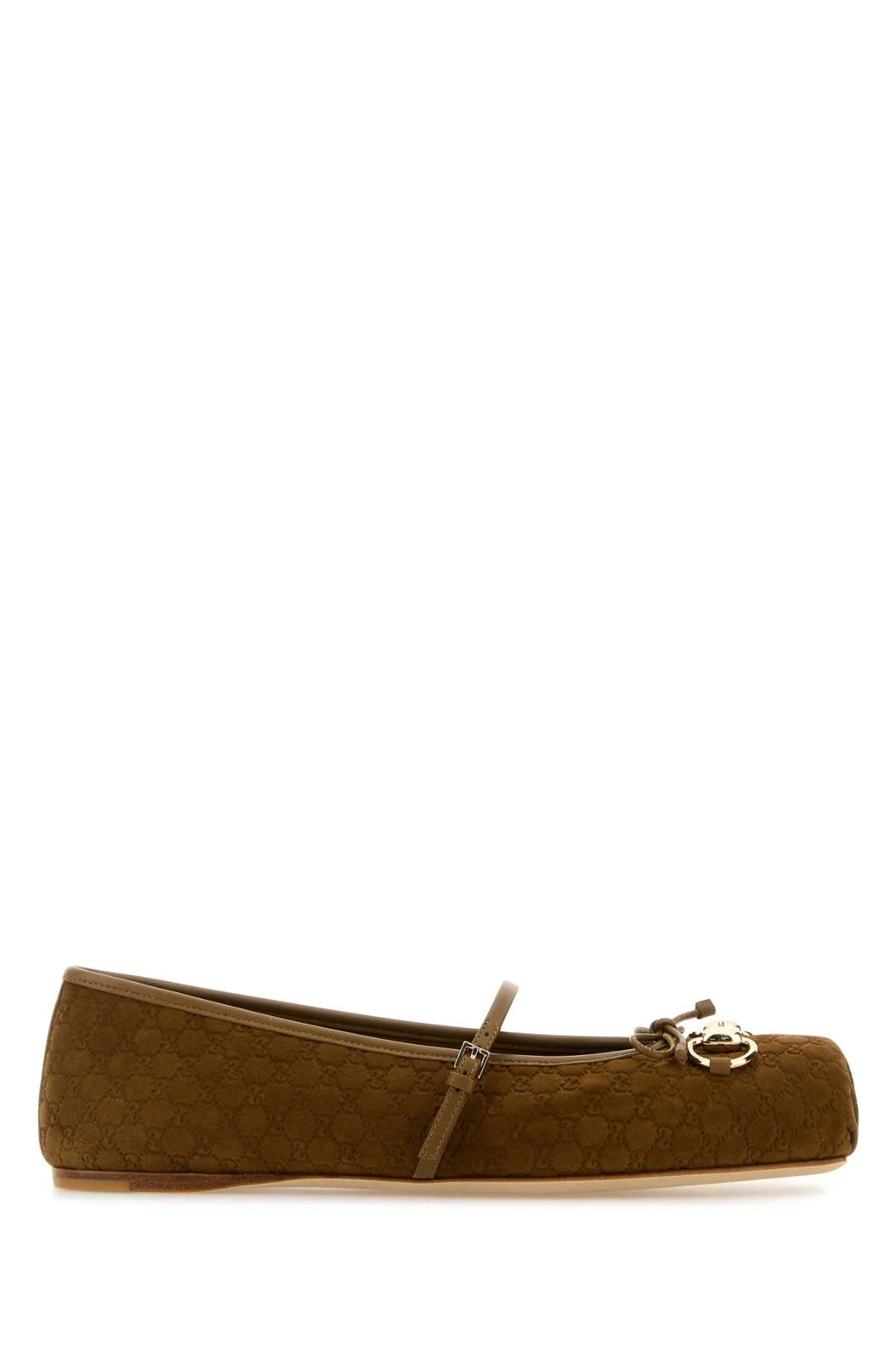 Gucci Suede Ballet Flat — Brown - 34.5 | Italist Inc.