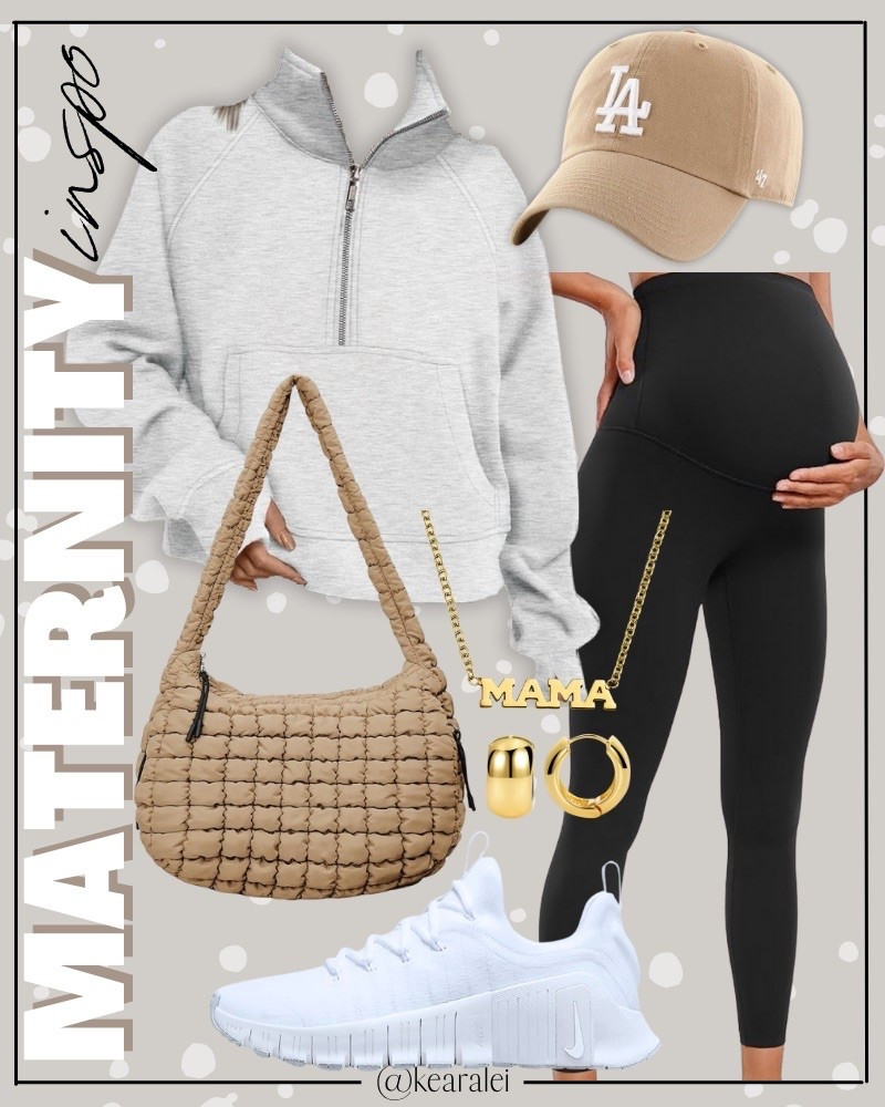 Fall maternity outfits pregnancy outfit maternity clothes idea black maternity leggings over the bump with grey athleisure quarter zip sweatshirt and Nike white metcon sneakers tan baseball hat 47 brand hat Los Angeles dodgers New York Yankees baseball hat cap tan quilted puffer carryall tote bag purse Amazon fall outfits affordable baby bump style || #maternity #outfits #outfit #cardigan #coatigan #amazon #pinkblush #motherhood #bump #pregnancy #pregnant
.
.
.
baby shower dress, Maternity Dresses, Maternity, over the bump, motherhood maternity, pinkblush, mama shirt sweatshirt pullover, hospital bag, nursery, maternity photos, baby moon, pregnancy, pregnant, maternity leggings, maternity tops, diaper bag, mama necklace, baby boy, baby girl outfits, newborn, mom, 

Amazon fashion, teacher outfits, business casual, casual outfits, neutrals, street style, Midi skirt, Maxi Dress, Swimsuit, Bikini, Travel, skinny Jeans, Puffer Jackets, Concert Outfits, Cocktail Dresses, Sweater dress, Sweaters, cardigans Fleece Pullovers, hoodies, button-downs, Oversized Sweatshirts, Jeans, High Waisted Leggings, dresses, joggers, fall Fashion, winter fashion, leather jacket, Sherpa jackets, Deals, shacket, Plaid Shirt Jackets, apple watch bands, lounge set, Date Night Outfits, Vacation outfits, Mom jeans, shorts, sunglasses, Disney outfits, Romper, jumpsuit, Airport outfits, biker shorts, Weekender bag, plus size fashion, Stanley cup tumbler, Target, Abercrombie and fitch, Amazon, Shein, Nordstrom, H&M, forever 21, forever21, Walmart, asos, Nordstrom rack, Nike, adidas, Vans, Quay, Tarte, Sephora, lululemon, free people, j crew jcrew factory, old navy

#LTKootd #LTKBump #LTKBaby