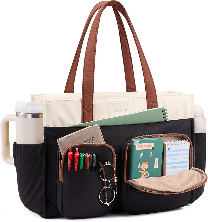LOVEVOOK Teacher Tote Bag for Women,Multi-pocket Laptop Bag with Large Cup Holder,Nurse Bags Work... | Amazon (US)