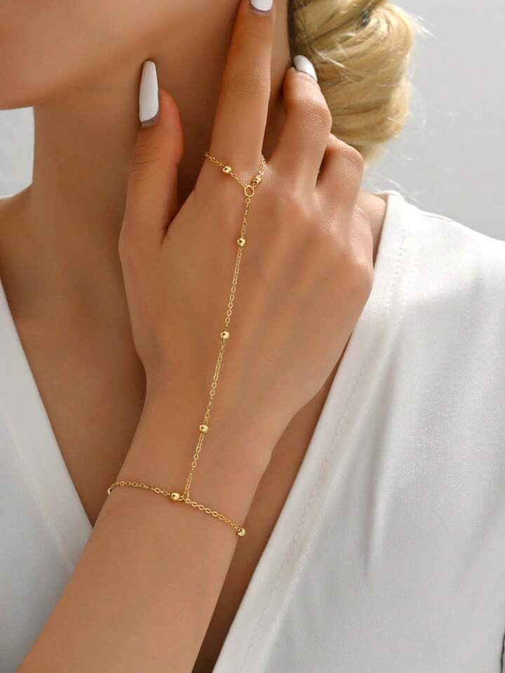 1pc Chic Chain & Pressed Pattern Detail Hand Chain Bracelet, Perfect For Daily Wear For Women | SHEIN