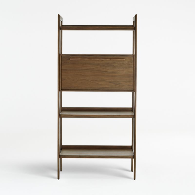 Tate Walnut Bookcase Bar Cabinet with Storage + Reviews | Crate & Barrel | Crate & Barrel