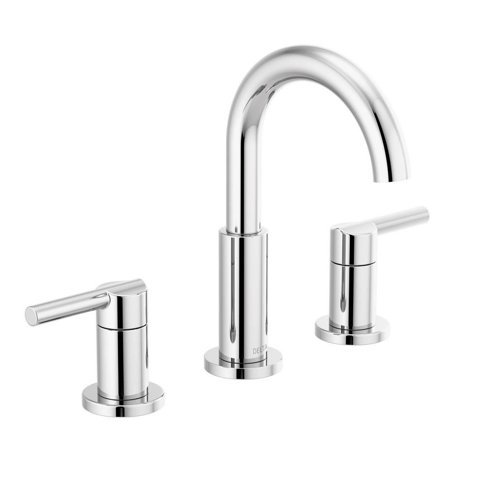 Delta Nicoli J-Spout 8 in. Widespread 2-Handle Bathroom Faucet in Chrome-35749LF - The Home Depot | The Home Depot