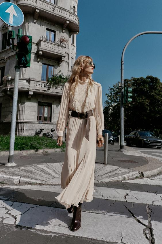 BELTED LACE MIDI DRESS | Zara US