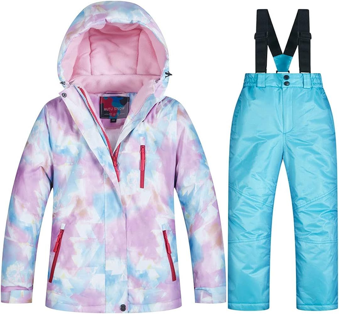 WOWULOVELY Girl's Winter Skisuit Thicken Warm Hooded Snowsuit Toddler Ski Jacket Pants Set | Amazon (US)
