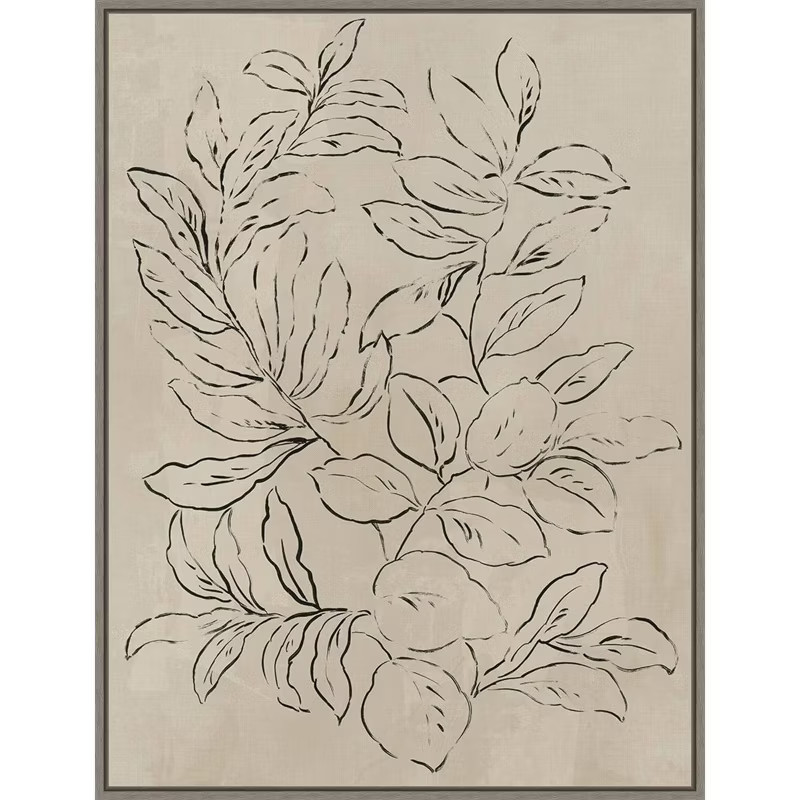 22" x 30" Outlined Leaves I by Asia Jensen Framed Canvas Wall Art Gray Wash - Amanti Art | Target