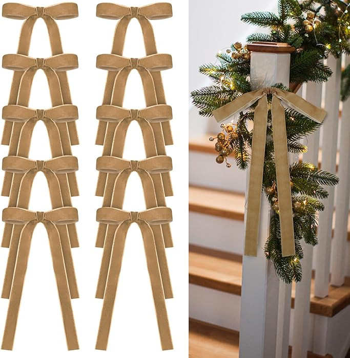 24 Pcs Velvet Bows Christmas Tree Ornaments Vintage Velvet Ribbon Bows for Tree Garland Wreath In... | Amazon (US)