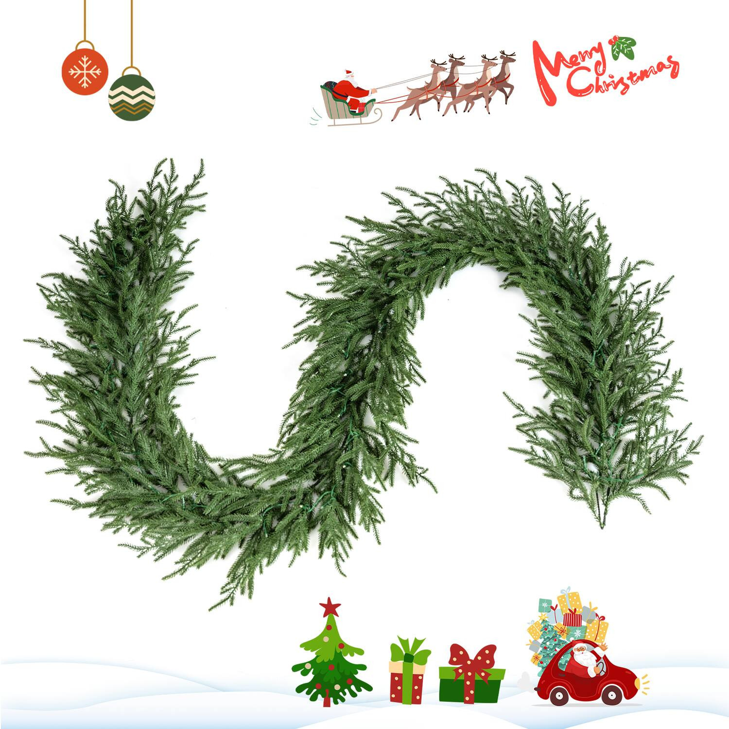Costway - 9 FT Artificial Christmas Garland Real Touch Cypress Garland with 130 Branch Tips - Green | Best Buy U.S.