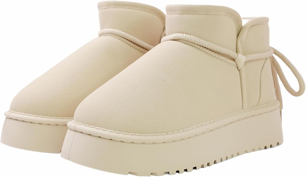 Winter Ankle Boots for Women - Water Resistant Leather Booties Non-Slip Platform Suede Mini Women... | Amazon (US)