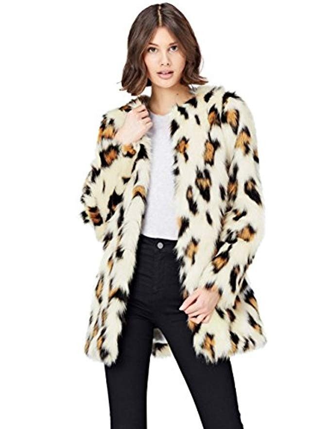 FIND Manteau en Fausse Fourrure Léopard Femme | Amazon (FR)