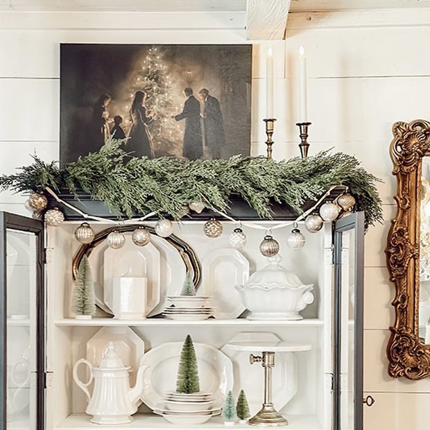 Antiqued Silver Mercury Glass Ornament Garland | Antique Farm House