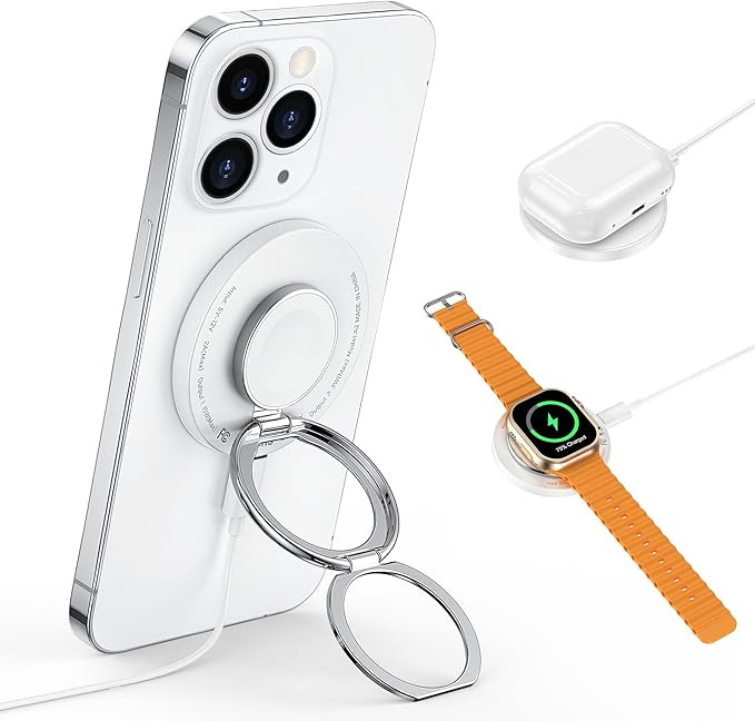 RORRY 3 in 1 Magnetic Wireless Charger, 15W Fast Charging Pad Phone Ring Holder, Μαg-Sαfe/Qi W... | Amazon (US)