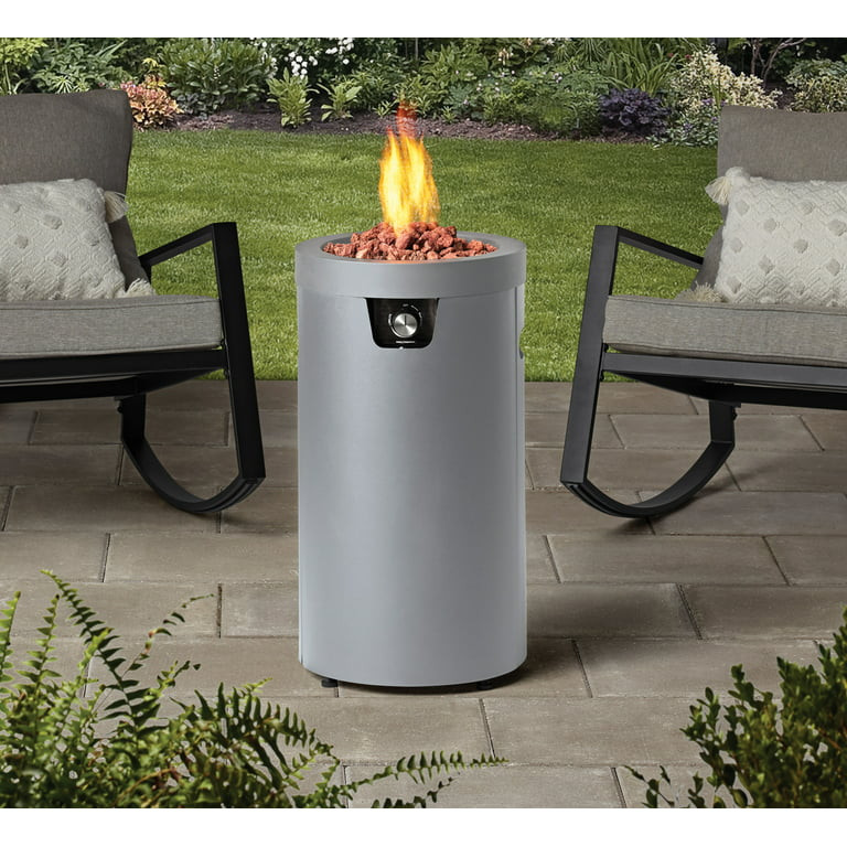 Mainstays 28-inch Tall Column Propane Gas Outdoor Fire Pit, Concrete Gray Finish | Walmart (US)