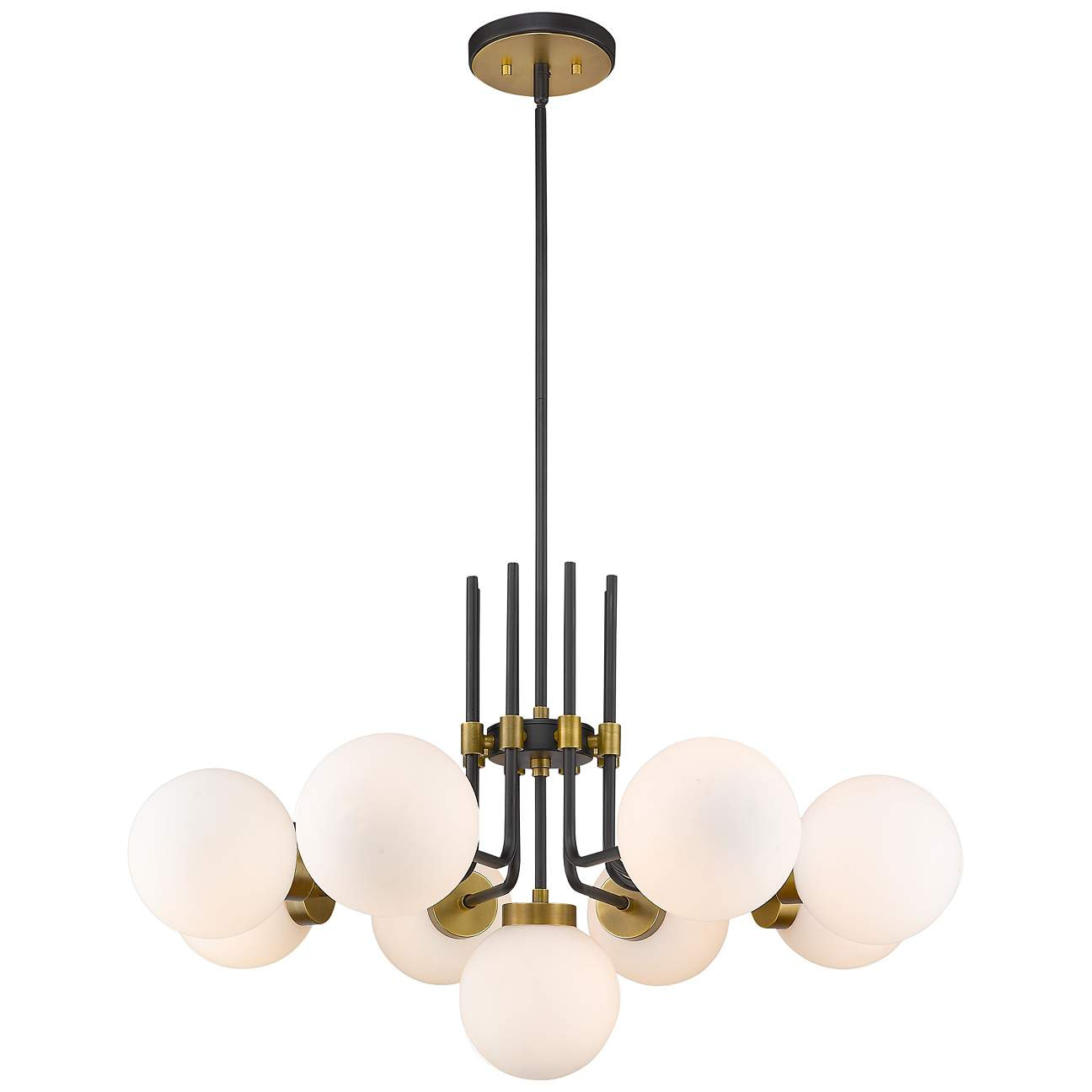 Parsons 32" Wide Matte Black and Olde Brass 9-Light Chandelier | Lamps Plus